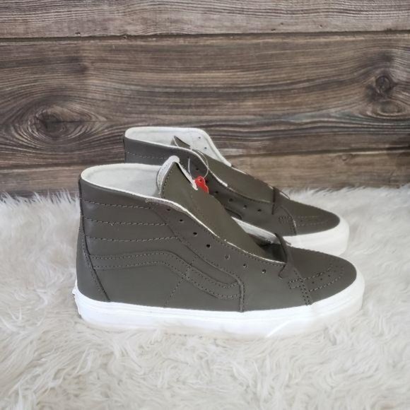 New Vans Sk8-Hi Tapered Soft Leather Olive Green - Picture 3 of 8